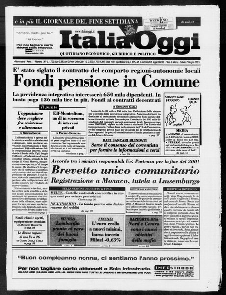 Italia oggi : quotidiano di economia finanza e politica